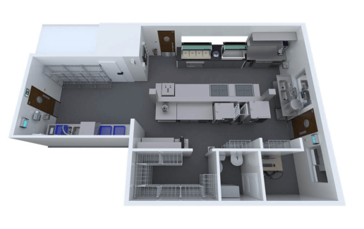 3D CAD commercial kitchen design overview